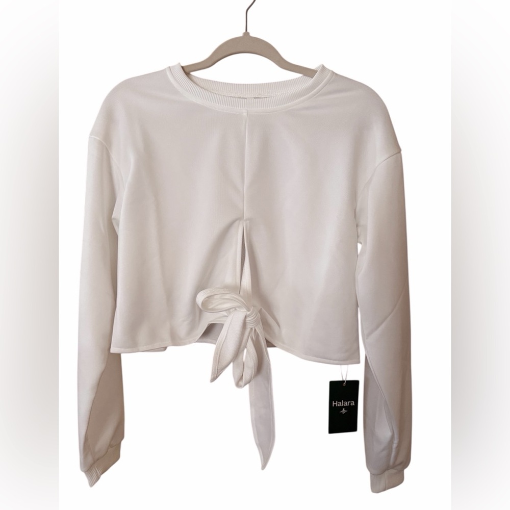Halara Front Tie Cropped Sports Sweatshirt, Size XS